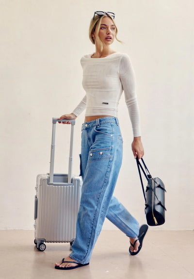 Double Layer LS Mesh Top - Vintage White