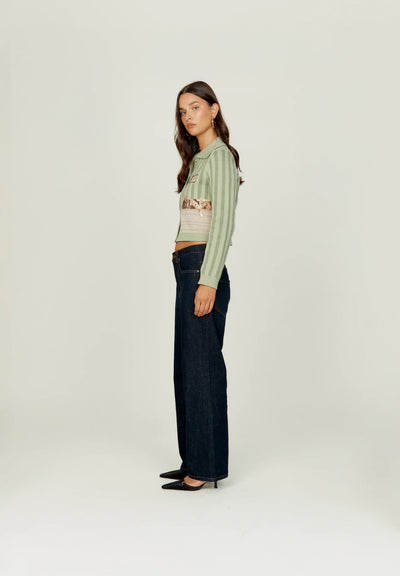 The Sleepy Cat Cardigan - Green Multi