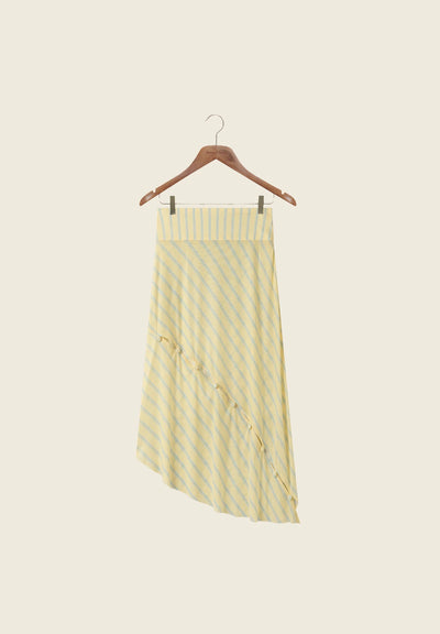 Mesh Asymmetric Skirt - Striped