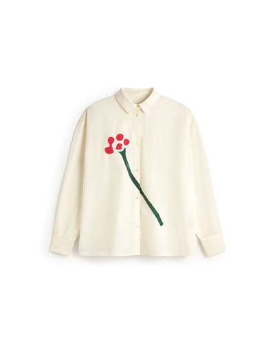 Poplin Flower Juana Blouse - White