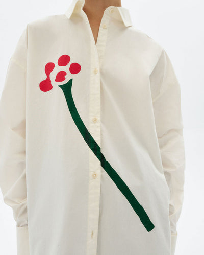 Poplin Flower Juana Blouse - White