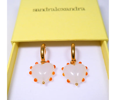 Milagros Heart Earrings - Amber Pearl
