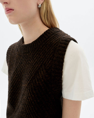 Kaia Knitted Vest - Brown