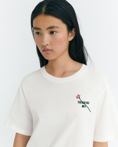 Embroidered Flor Lucia T-Shirt - White