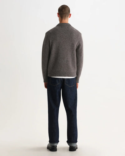 Alpha Zip Polo Twist Fleck Wool - Brown/Grey