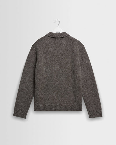 Alpha Zip Polo Twist Fleck Wool - Brown/Grey