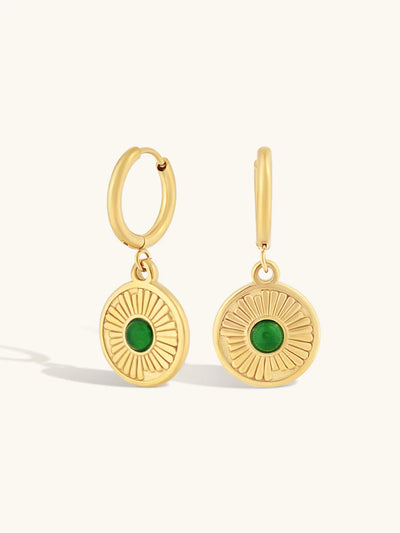 Boheme Emerald Hoops - Gold Plating
