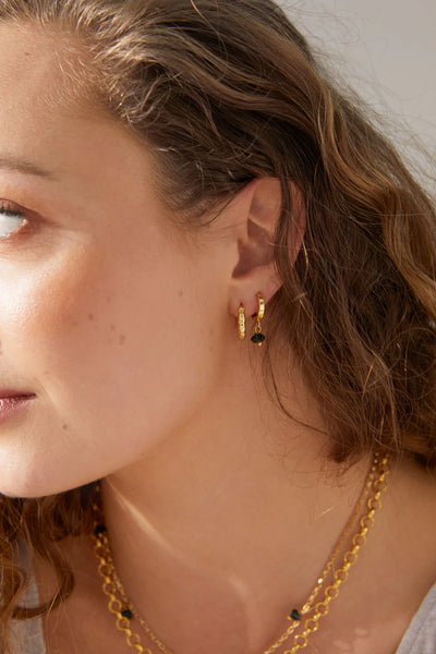 Bora Textured Oval Hoops - Gold Plating