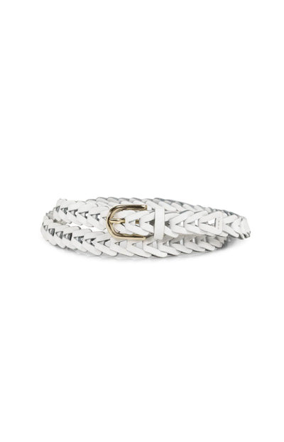 Braided Leather Belt - White