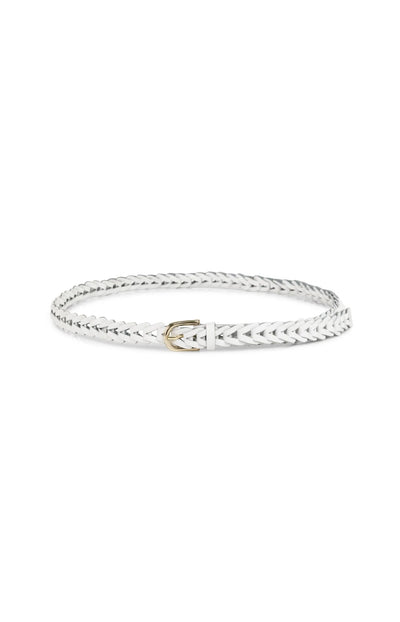 Braided Leather Belt - White