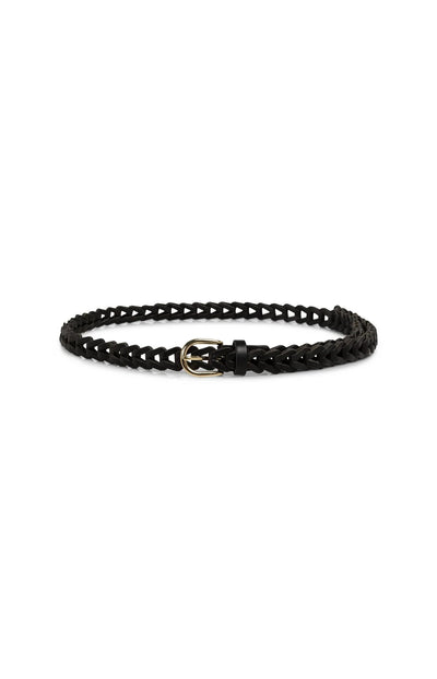 Braided Leather Belt - Black