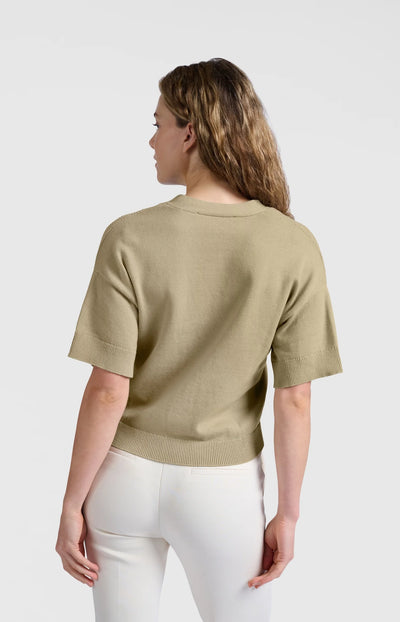 Cardigan with Ribbed Details - Soft Green