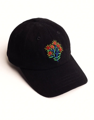 Blossom Yourself Six-Panel Cap - Black Denim