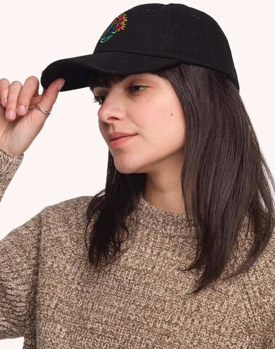 Blossom Yourself Six-Panel Cap - Black Denim