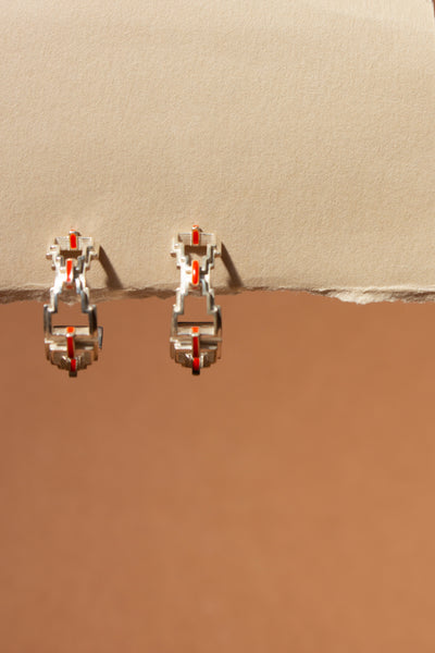 Mayan Hoops (Small) - Silver Tangerine