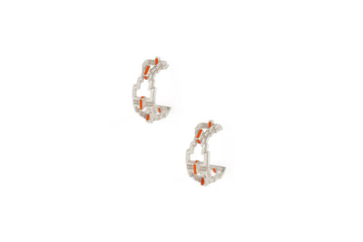 Mayan Hoops (Small) - Silver Tangerine
