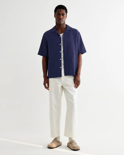 Didcot Shirt Double Weave Grid - Dark Blue