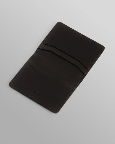 Forbe Retro Grain Leather Cardholder- Dark Brown