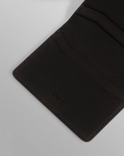 Forbe Retro Grain Leather Cardholder- Dark Brown