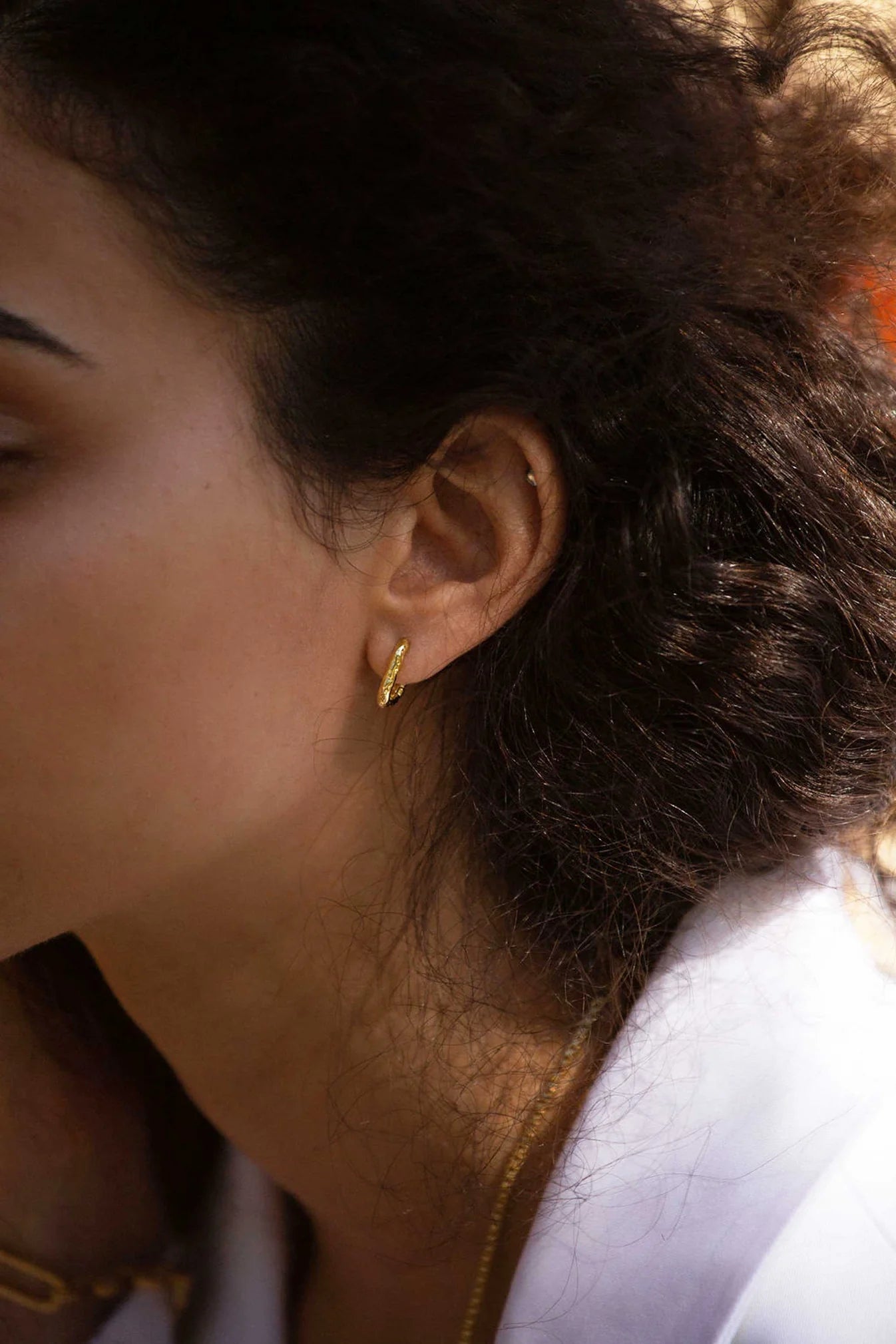 Bora Textured Oval Hoops - Gold Plating