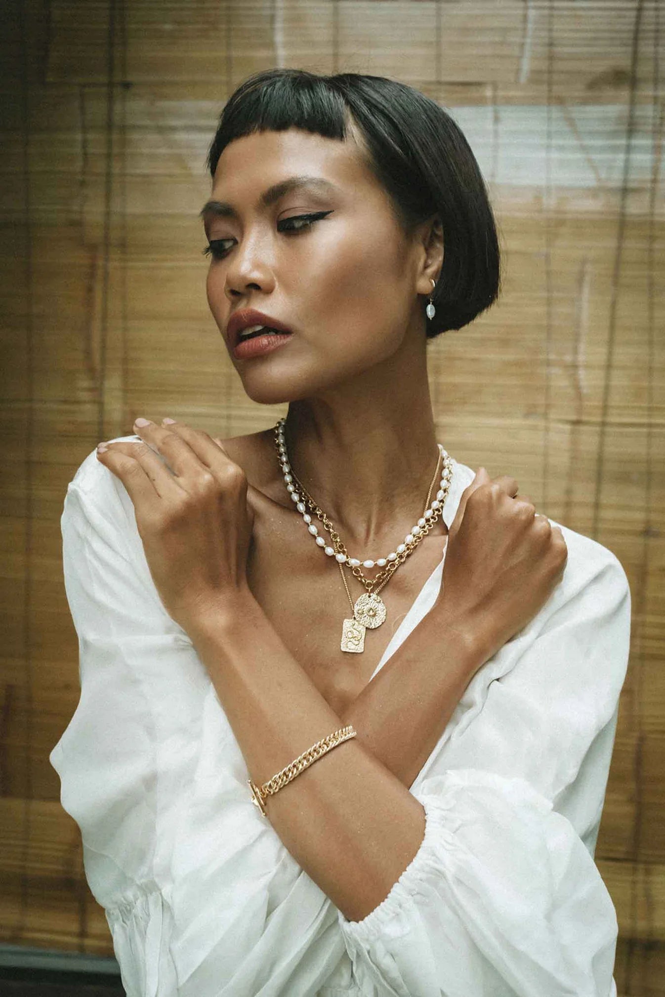 Alessia Pearl Hoops - Gold Plating/Freshwater Pearl