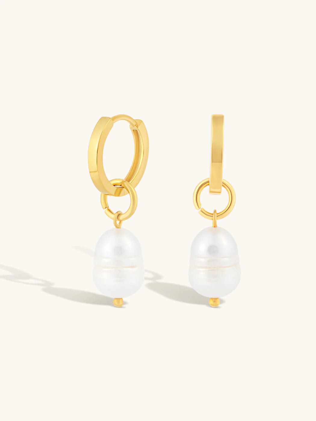 Gaia Pearl Hoops - Gold Plating/Freshwater Pearl