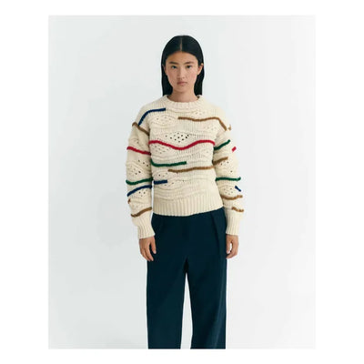 Macrame Candela Knitted Sweater - Multicolour Ecru
