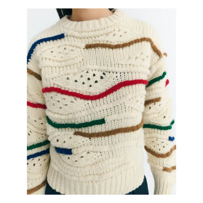 Macrame Candela Knitted Sweater - Multicolour Ecru