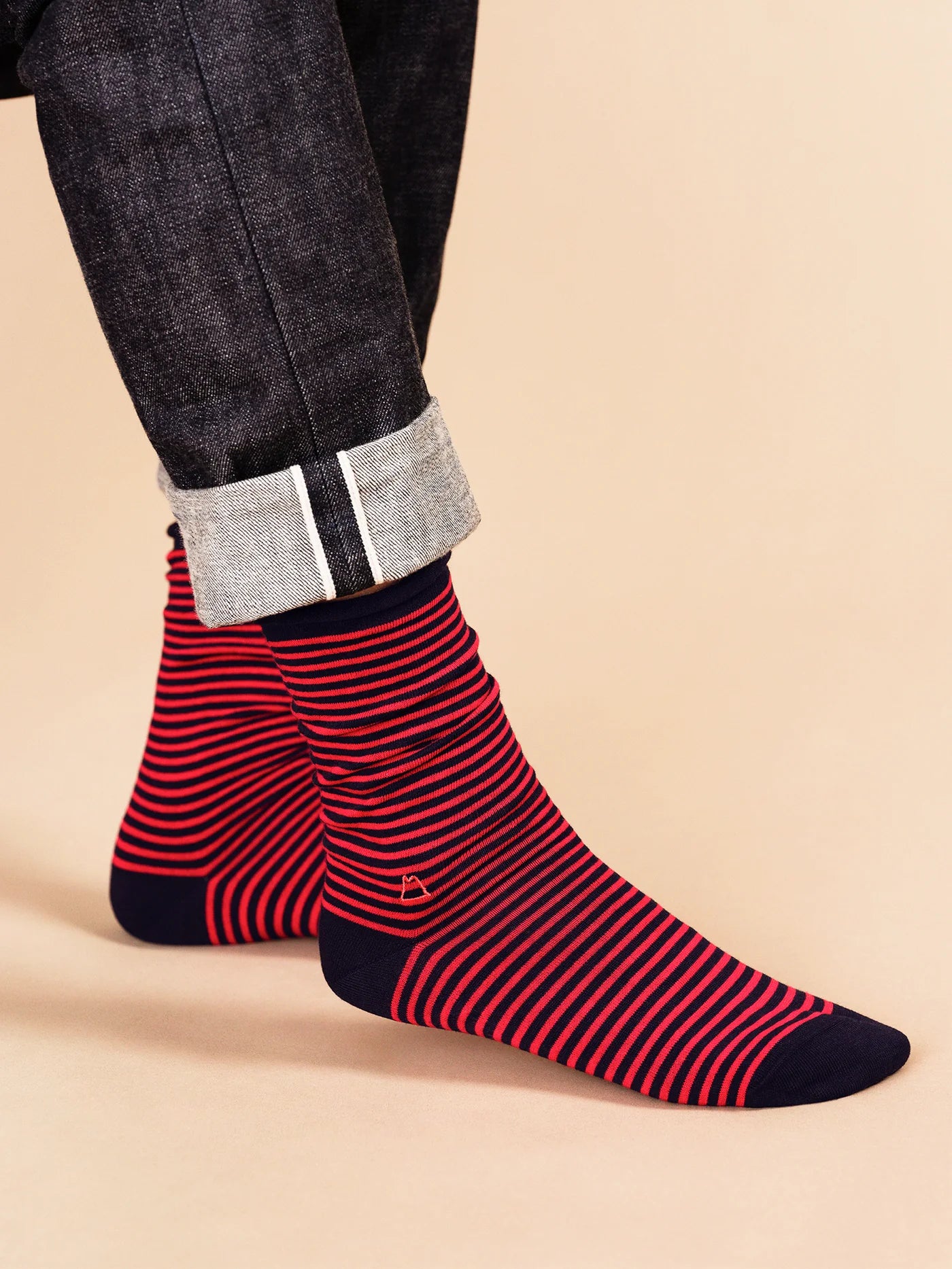 Nautical Striped Men's Crew - Navy/Red