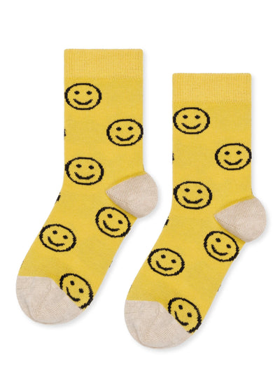 Mini Smile Emoji Kids Crew - Mustard
