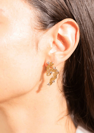 Impasto Swirl Gilded Earrings - Gold