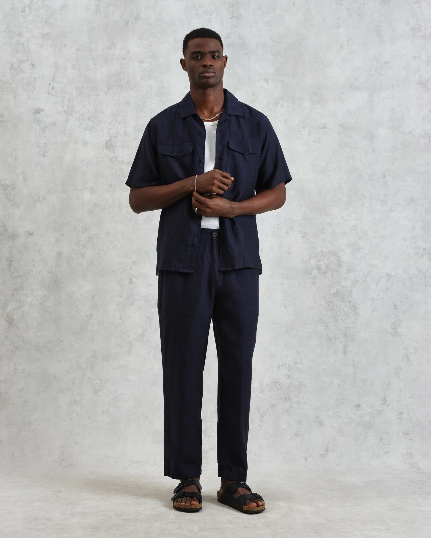 Kurt Trouser Washed Linen - Two - Tone Navy