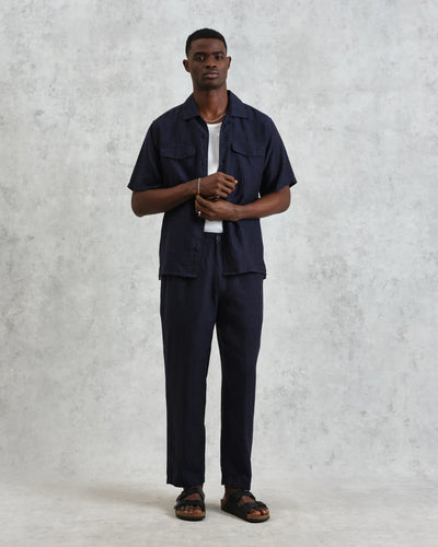 Kurt Trouser Washed Linen - Two - Tone Navy