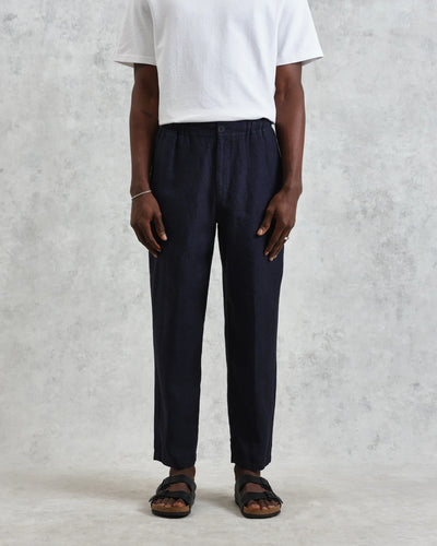 Kurt Trouser Washed Linen - Two - Tone Navy