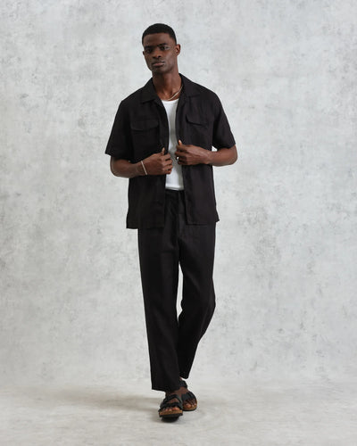 Kurt Trouser Washed Linen - Black