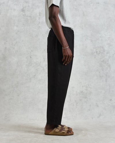 Kurt Trouser Washed Linen - Black
