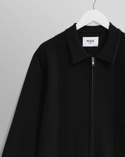 Lennox  Striped Zip Polo - Black
