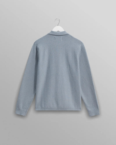 Lennox Striped Zip Polo - Grey Blue Milano