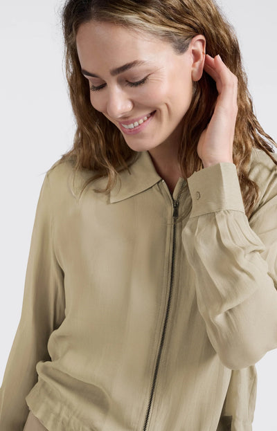 Blouse Jacket w. Zipper - Soft Green