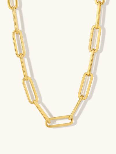 Lucy Large Oval Statement Oval Necklace - Gold Plating