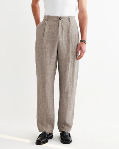 Malham Linen Trousers - Natural / Brown Stripes