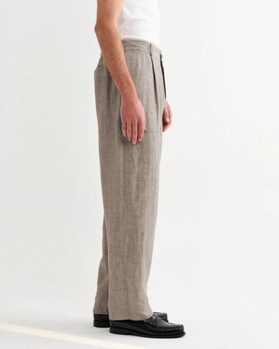 Malham Linen Trousers - Natural / Brown Stripes