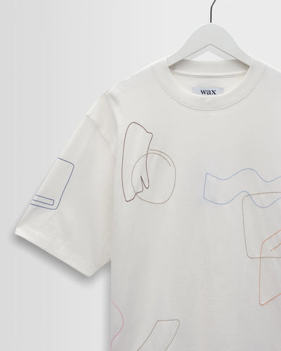 Milton Tee Cotton Shapes Embroidered - Ecru