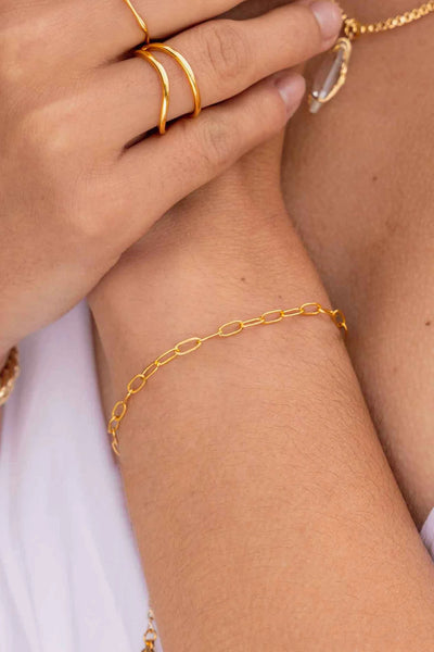Laura  Mini Oval Bracelet - Gold Plating