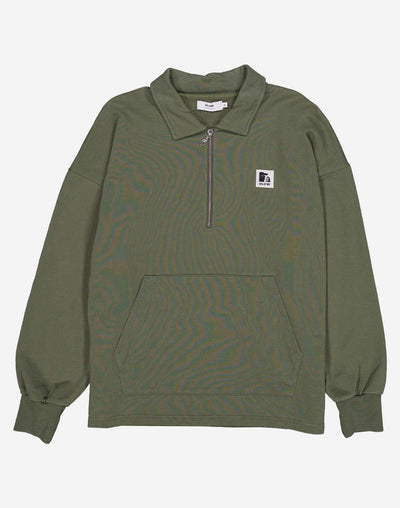 Manso Zipped Sweatshirt - Olive Green