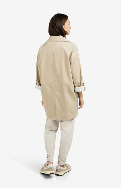 Oversized Cotton Trench Jacket - Sandstone Beige