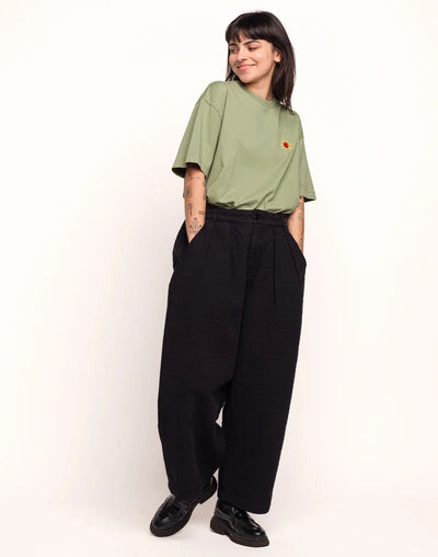 Plaid Cargeot Trousers - Black