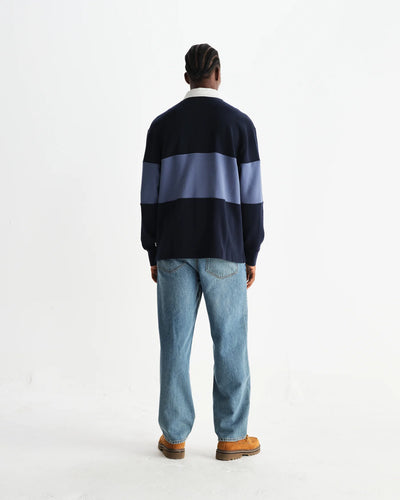 Rowhill Panelled Loopback Rugby Shirt - Blue/Navy