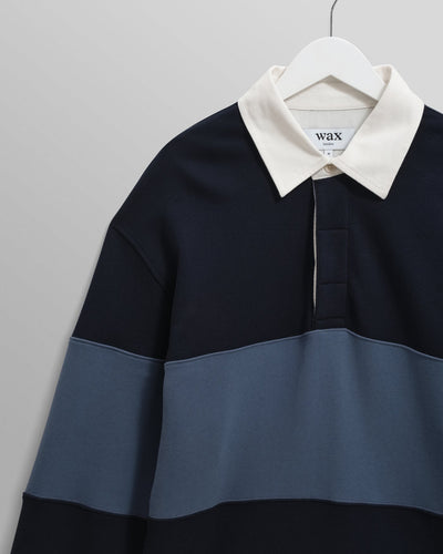 Rowhill Panelled Loopback Rugby Shirt - Blue/Navy