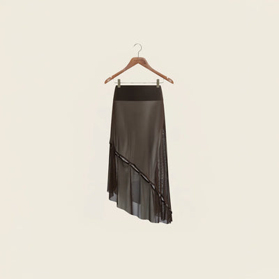The Rosewood Mesh Skirt - Rosewood Brown